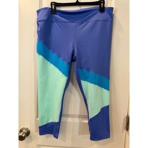 Joy Lab Purple Teal Colorblock Cropped Leggings Plus Size 2X
